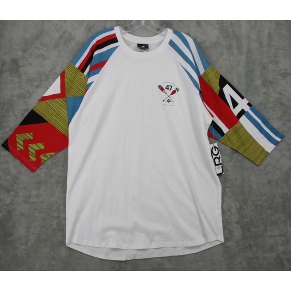 LRG Shirt Mens 2XL Raglan Tee Paddle Team Logo Preppy Crew Neck Casual Aztec New - Picture 1 of 13